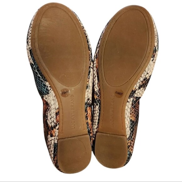 Lucky Brand Shoe Women 6.5 M Leather Snakeskin Print Ballet Flat Slip On Casual - Picture 8 of 14
